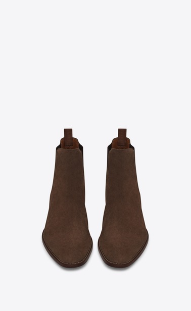 SAINT LAURENT Boots Man WYATT 30 Chelsea Boot in Brown Suede b_V4